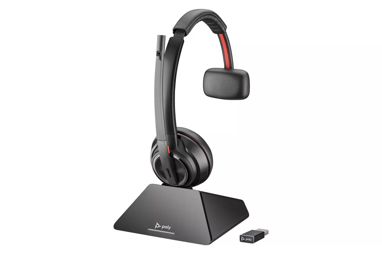 Auriculares Poly inalámbricos DECT/Bluetooth con cancelación de ruido y micrófono profesional