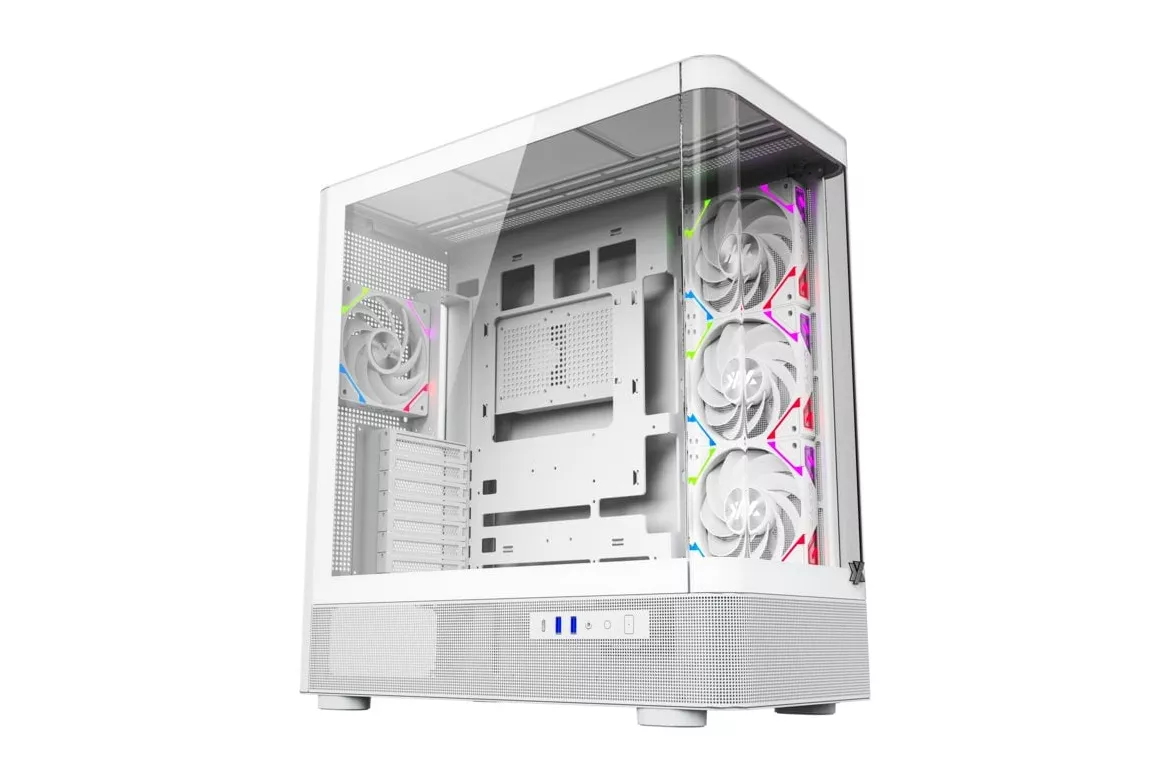 Torre XYZ Quantum Doble Cristal Curvo 4xVortex A-RGB ATX/420mm Líquida USB-C Negro/Blanco