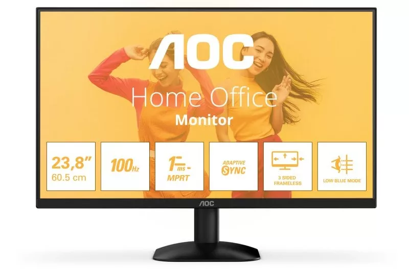 Monitor AOC 24″ 1080p 100Hz VA Adaptive Sync sin marco Flicker Free Low Blue Light