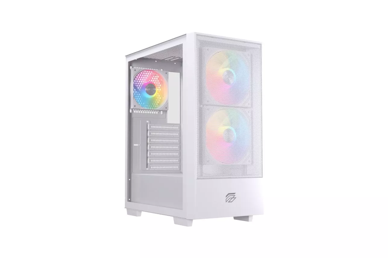 Caja PC Einarex PULSE P100 RGB White Vidrio Templado Soporte 6 Ventiladores ATX