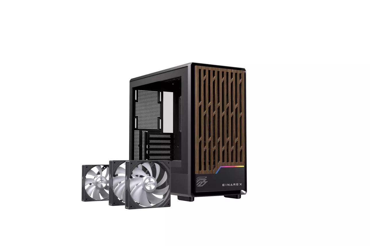 Torre Einarex PULSE PM400 RGB Black compacto, madera, 2x140mm, micro ATX, cristal templado