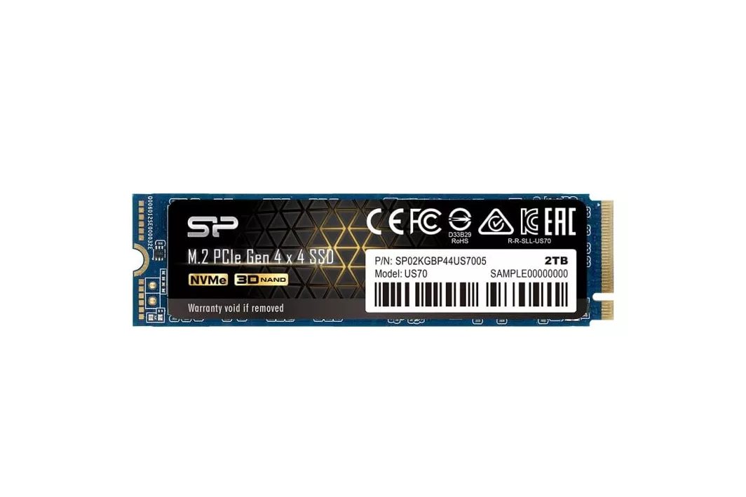 Disco Duro Silicon Power 2TB SSD PCIe Gen4x4 5000MB/s US70 M.2 NVMe + SLC Caché DRAM E2E