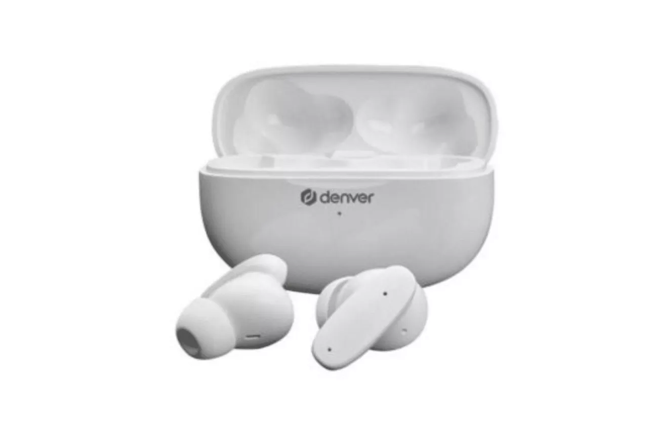 Auriculares Denver inalámbricos Bluetooth 5.3 con Cancelación de Ruido y 4 micrófonos blancos