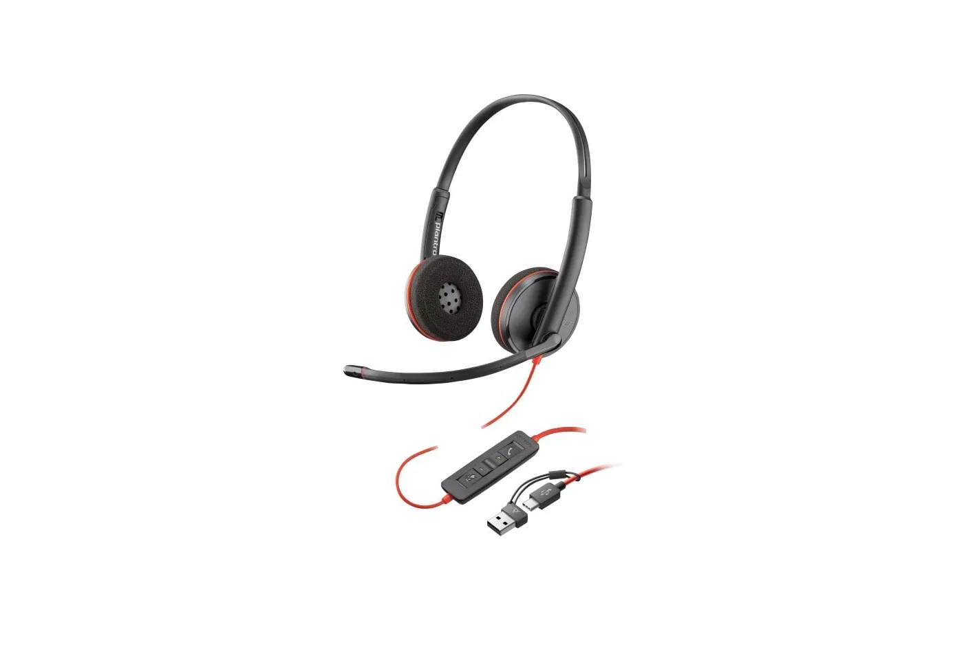 Auriculares POLY con cable USB-C y adaptador USB-A, reducción de ruido y micrófono