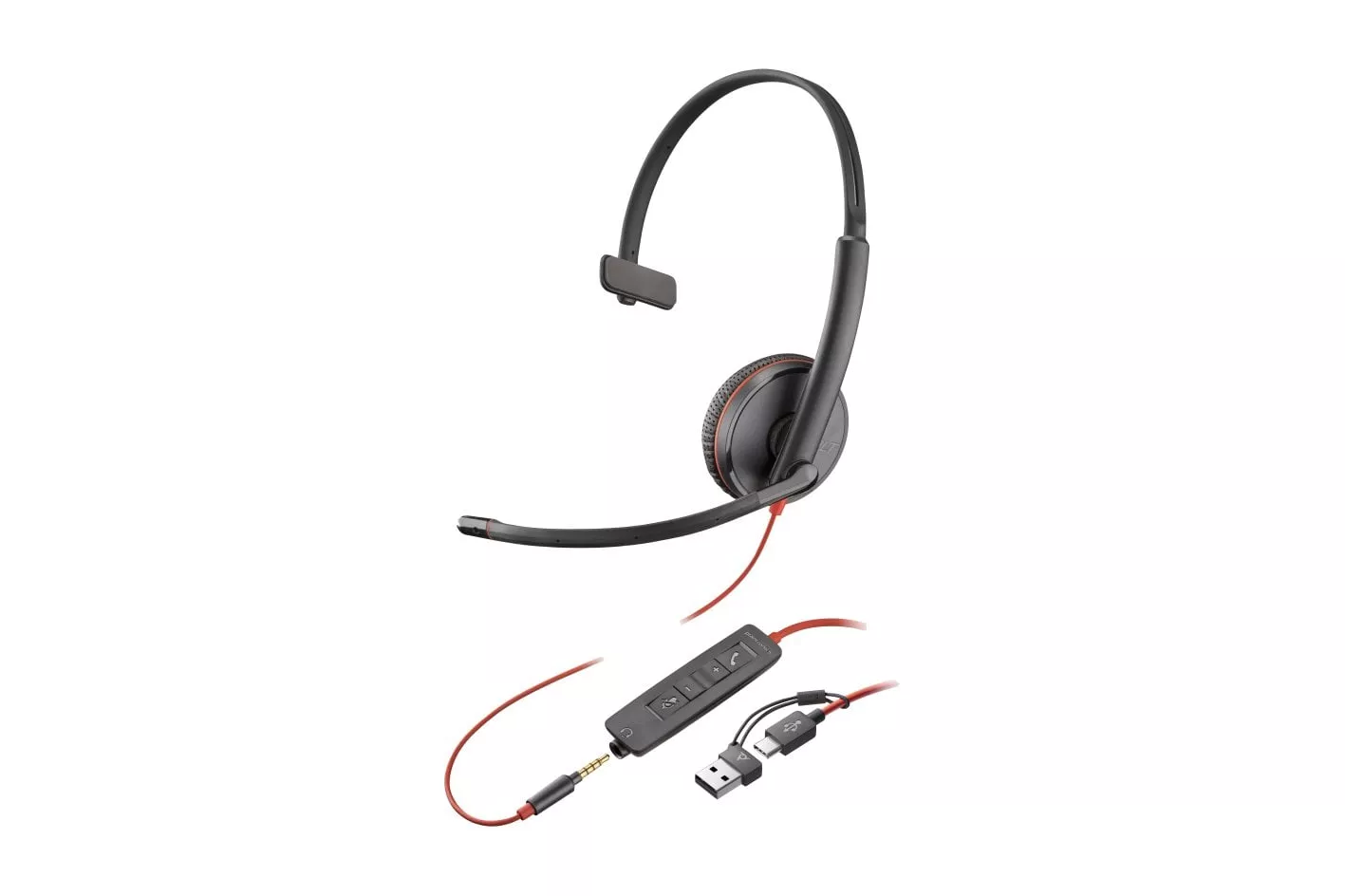 Auriculares POLY con cable USB-C/3,5 mm, micrófono boom y sonido profesional
