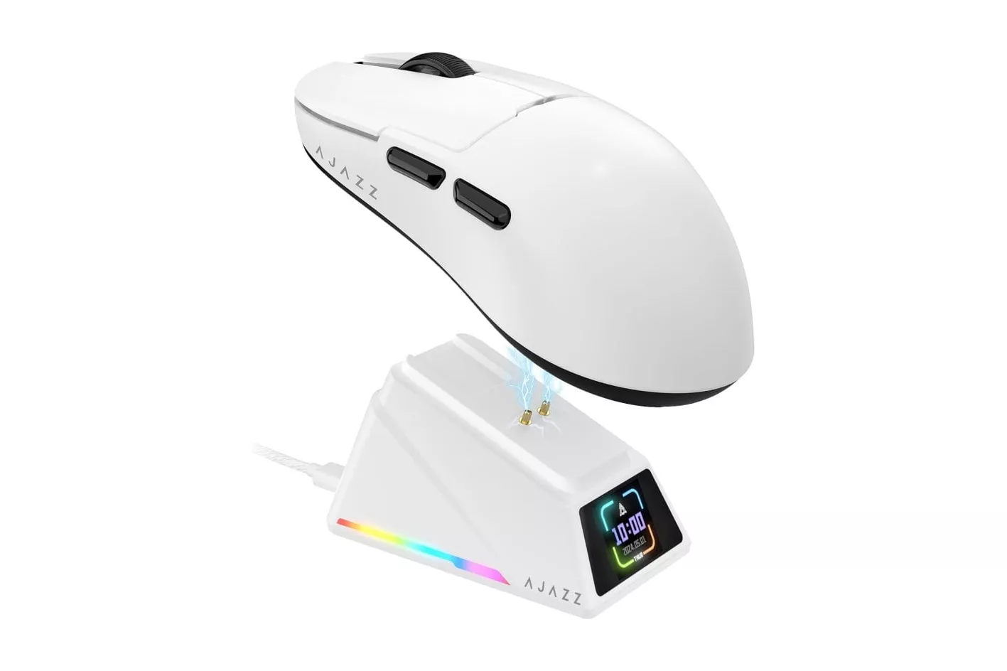 Ratón AJAZZ inalámbrico 42000 DPI ultraligero trimodo base de carga TFT