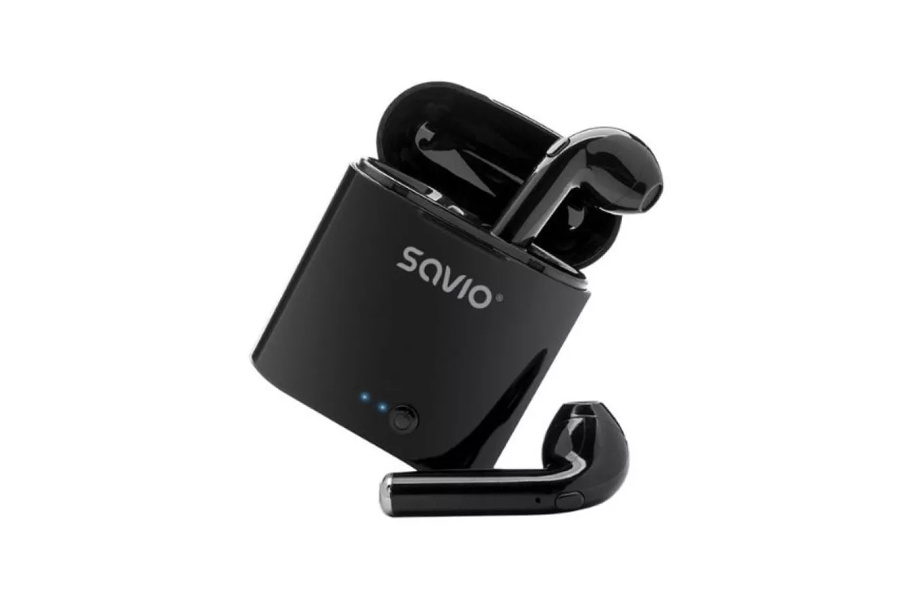 Auriculares Savio inalámbricos Bluetooth 5.0 con micrófono integrado y base de carga