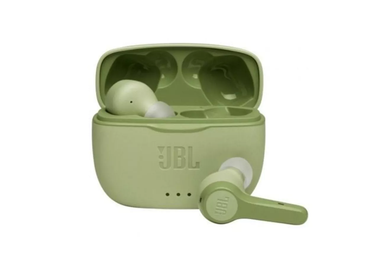 Auriculares JBL inalámbricos Bluetooth 5.0 Pure Bass con estuche de carga y micrófono verdes