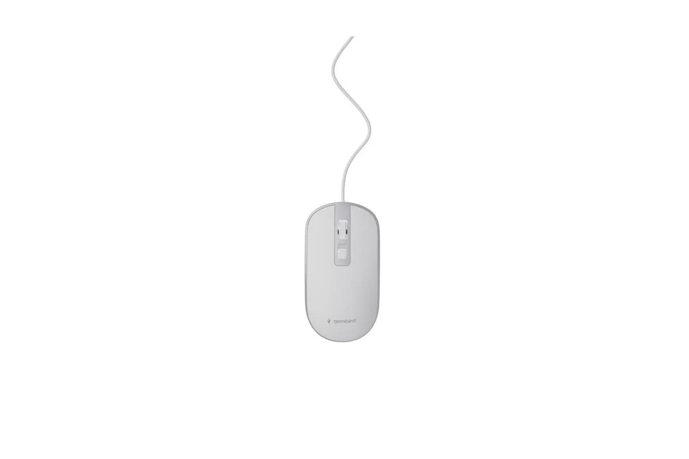 Ratón Gembird con cable 1200 DPI 4 botones ambidiestro USB plata/blanco