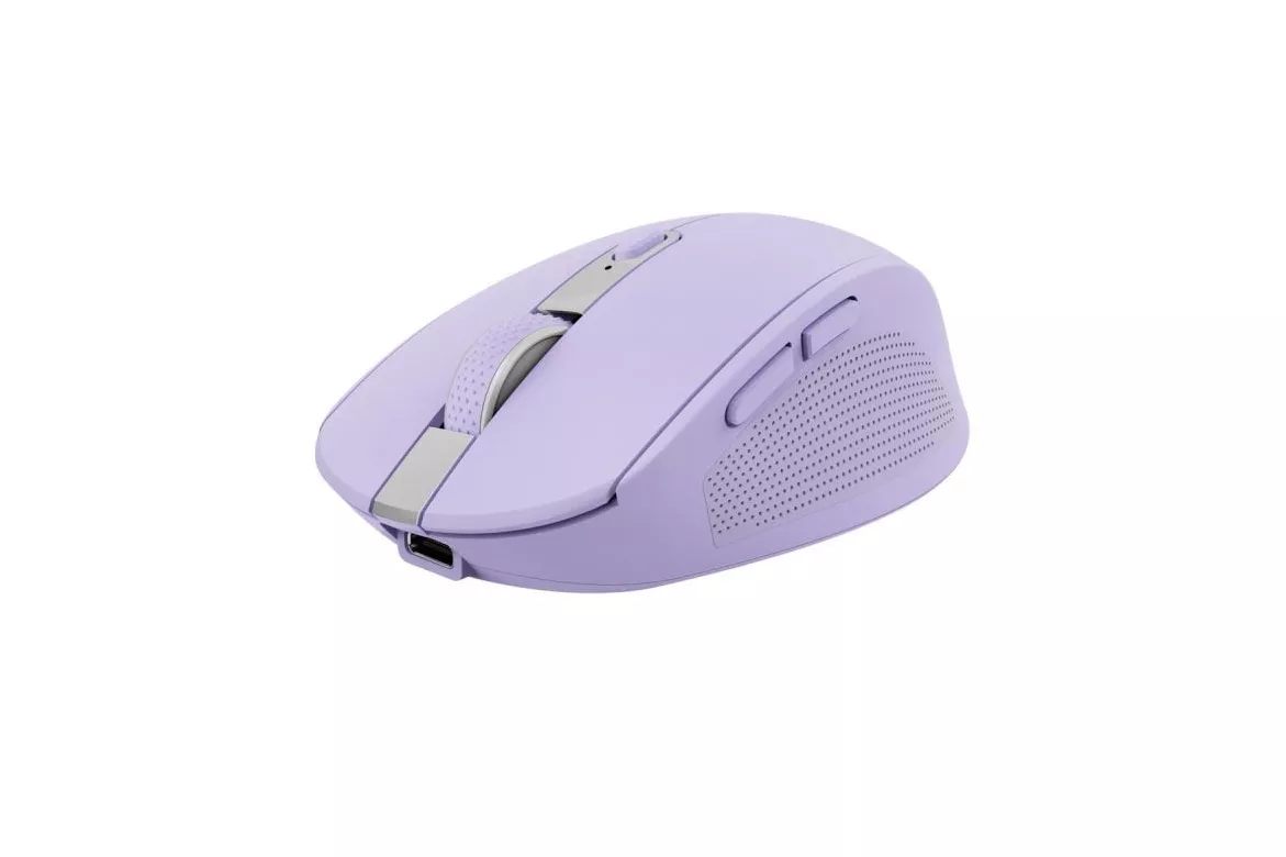 Ratón Trust inalámbrico 3200 DPI Bluetooth y RF, compacto, botones silenciosos, lila