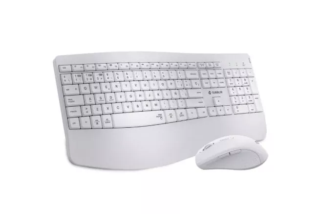 Teclado de membrana SUBBLIM Combo Dual Office Prowave Layout ES inalámbrico Bluetooth y USB blanco