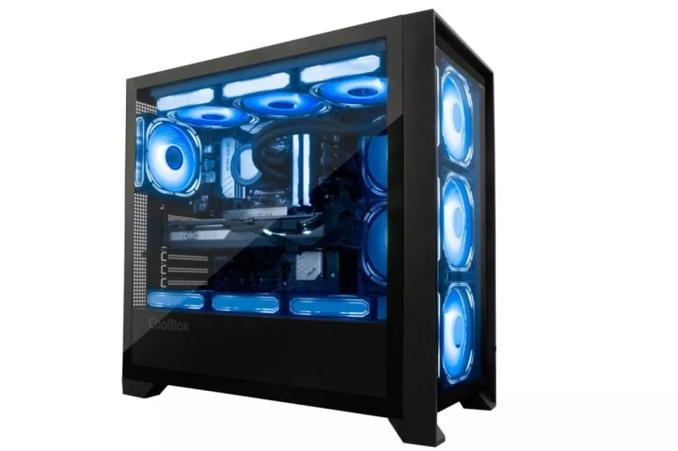 Caja PC Gaming CoolBox GE2000 DualView frontal doble magnético, 4x ARGB, ATX, negro