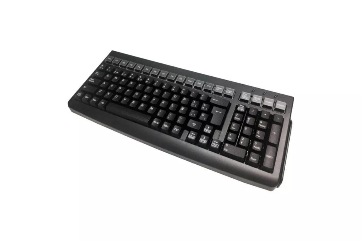 Teclado Mustek MKB-800M 101 Teclas Español USB Lector Banda Magnética Compacto Negro