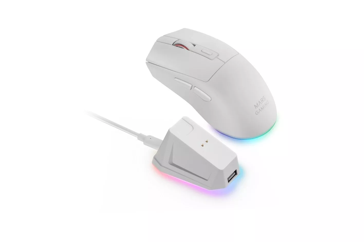 Mars Gaming Mm-t3 Ratón Inalámbrico Rgb Óptico Bluetooth 5.0 14400 Dpi Switches Huano Blanco