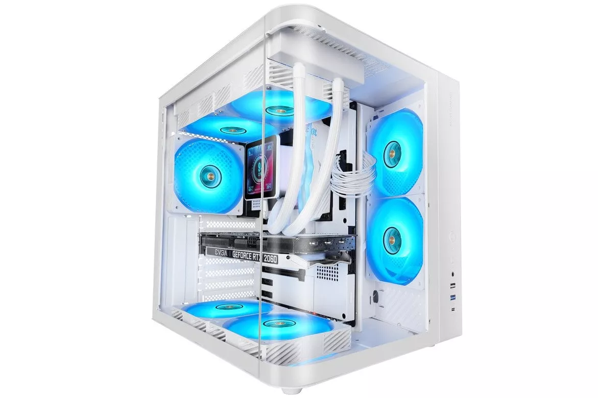 Mars Gaming Mc-curv Caja Gaming Atx Triple Cristal Templado Curvado Doble Cámara Usb-c Blanco