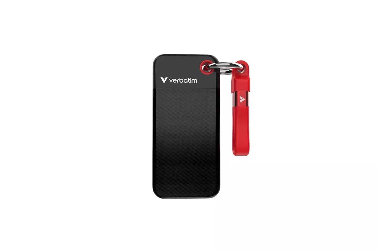 SSD externo Verbatim Pocket 2TB M.2 USB Tipo C 3.2 Gen 2 1000MB/s Negro Rojo