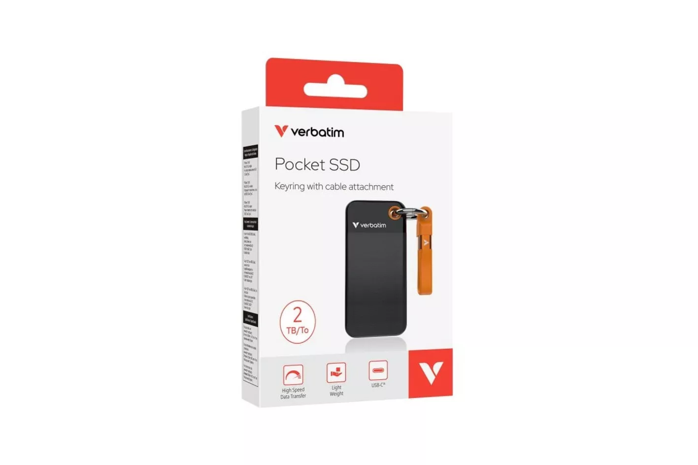 SSD Externo Verbatim Pocket 2TB USB-C 3.2 Gen 2 1000MB/s PC/Mac Naranja/Negro
