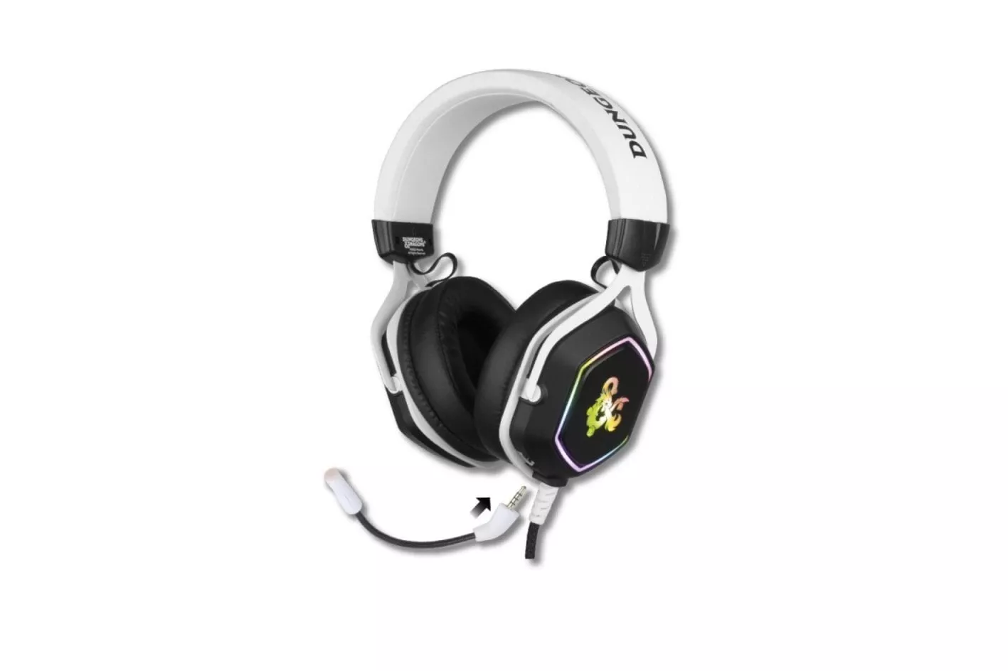 Auricular Gaming Konix 82381120335 Diadema RGB USB Micrófono Extraíble Biaural Negro-Blanco