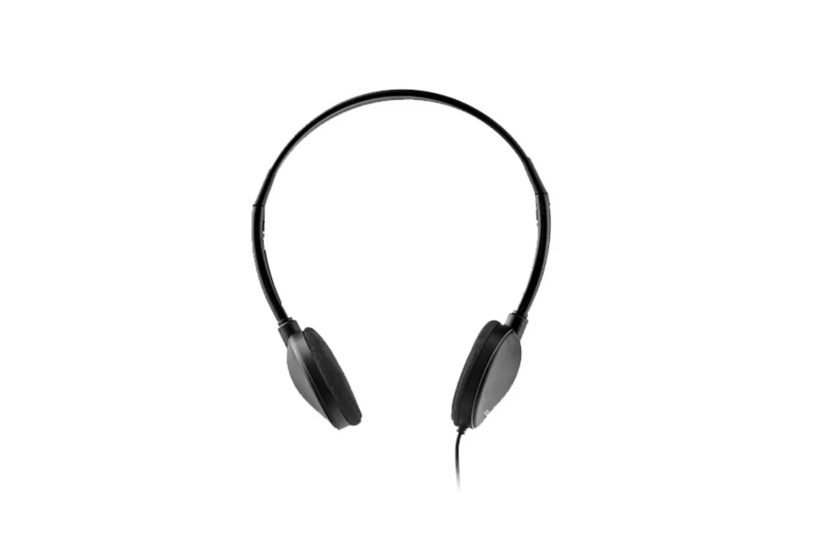 Auriculares ELBE con cable regulador de volumen, diadema ajustable, cable 5m, negro