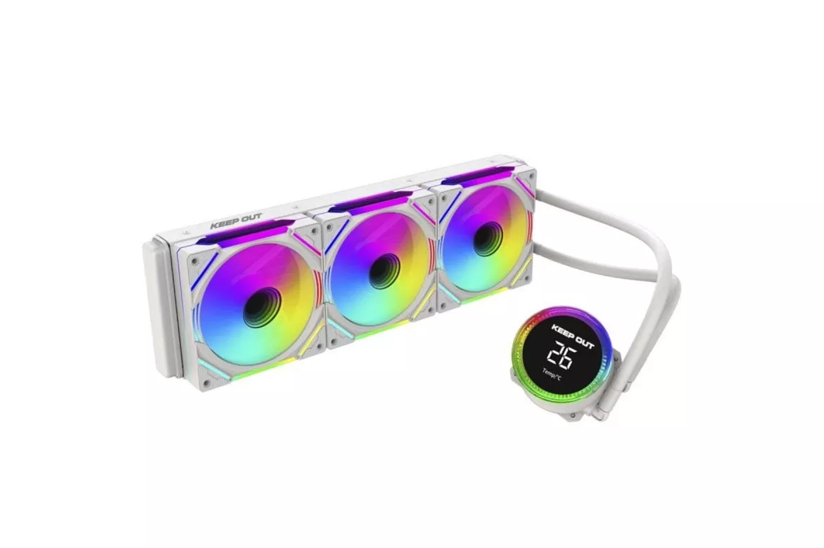Refrigerador Líquido Keep Out XWC-360PRO Blanco 3 Ventiladores ARGB 360mm Display CPU