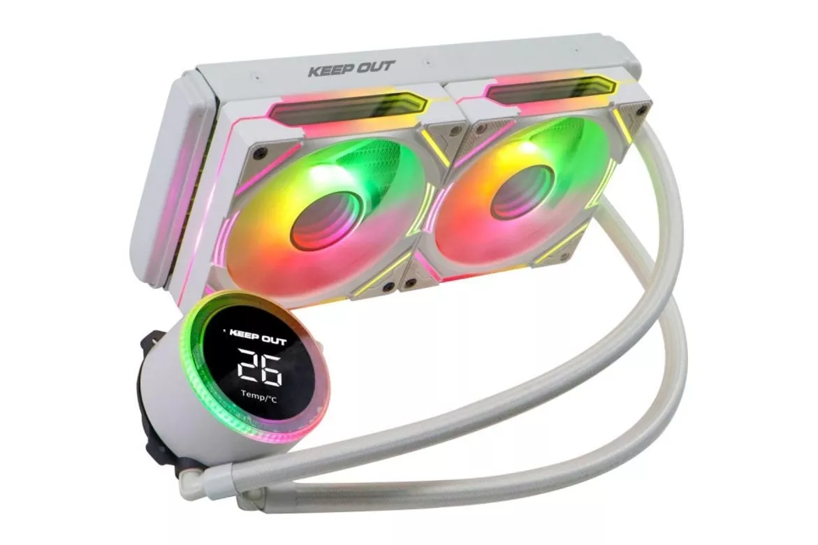 Refrigerador líquido Keep Out XWC-240 PRO Blanco 2x12cm ARGB Display Temp. CPU
