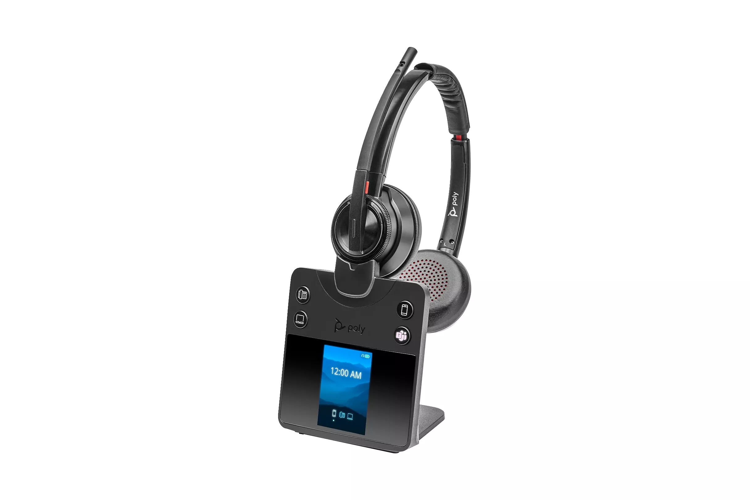 Auriculares Poly inalámbricos DECT y Bluetooth con Cancelación de Ruido, Micrófono y Negro
