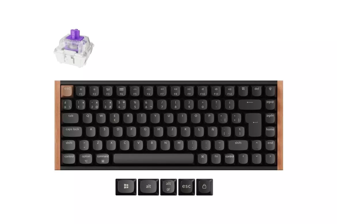 Keychron K2 HE Teclado Mecánico Gaming Magnético Inalámbrico Bluetooth Switch Purple Negro y Madera