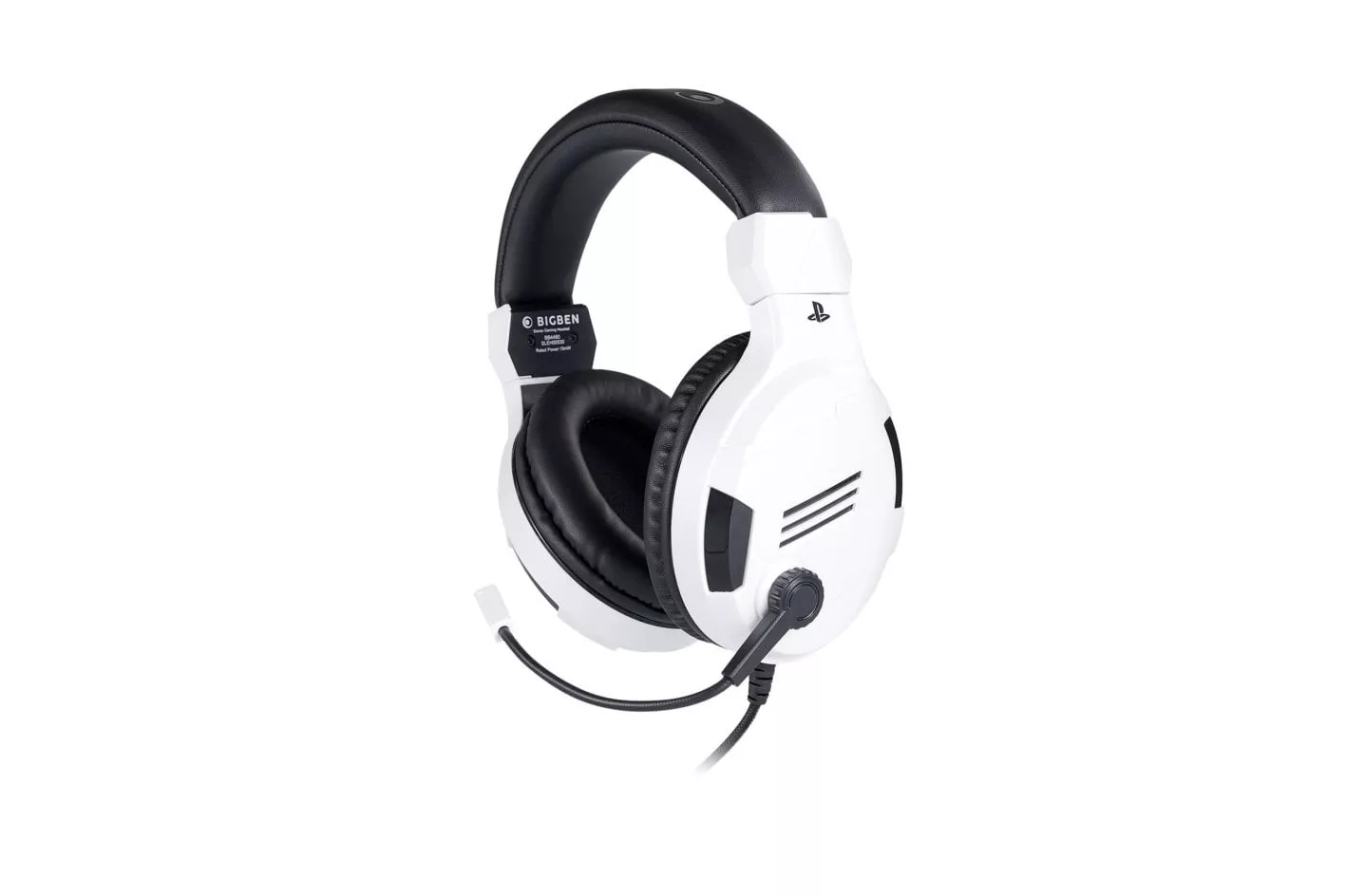Auriculares Big Ben con cable, micrófono boom, diadema, blanco y negro para gaming