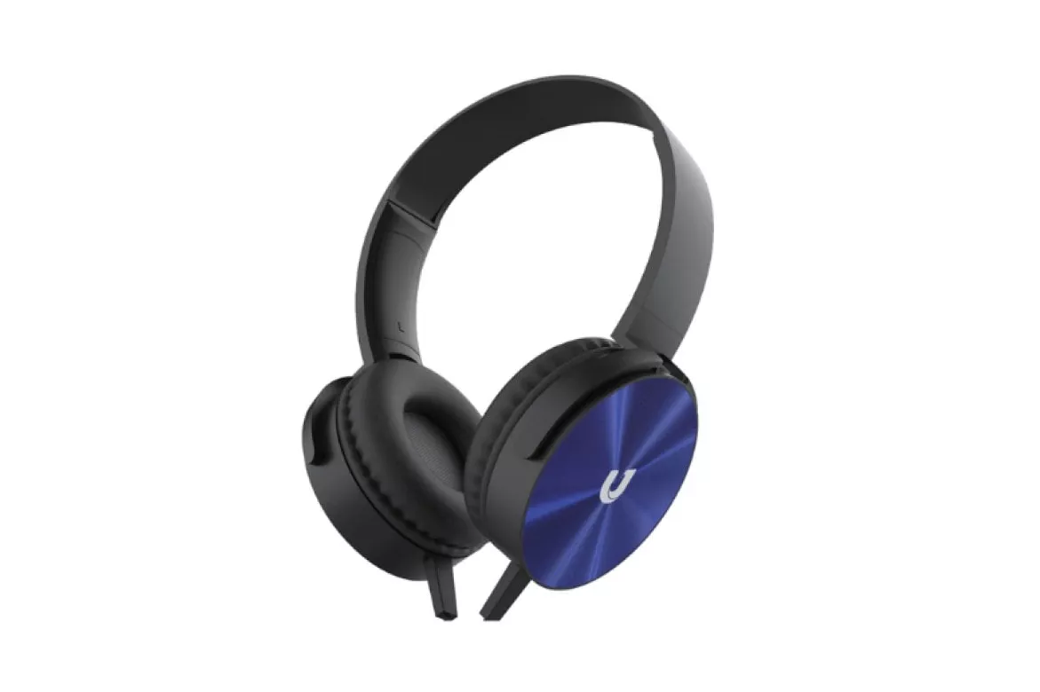 Auriculares Unico Plus con cable jack 3.5mm y micrófono, diadema azul