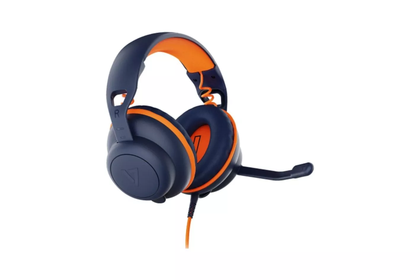 Auriculares V7 con cable USB-A/USB-C y 3.5mm, Cancelación de Ruido, Micrófono Boom, Azul Naranja