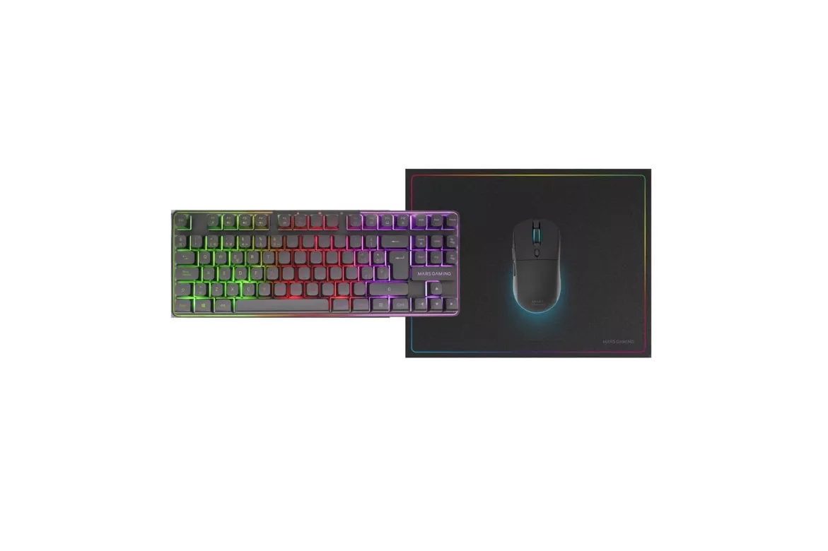 Mars Gaming Mcpwtkl Combo Gaming Inalámbrico Teclado Tkl Frgb Ratón Rgb Alfombrilla Negro Español