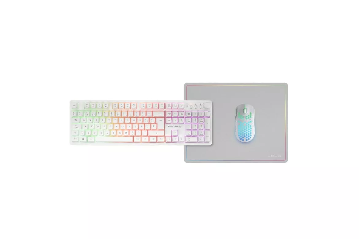 Mars Gaming Mcpwx Combo Gaming Inalámbrico Teclado Frgb Ratón Rgb Alfombrilla Blanco Español