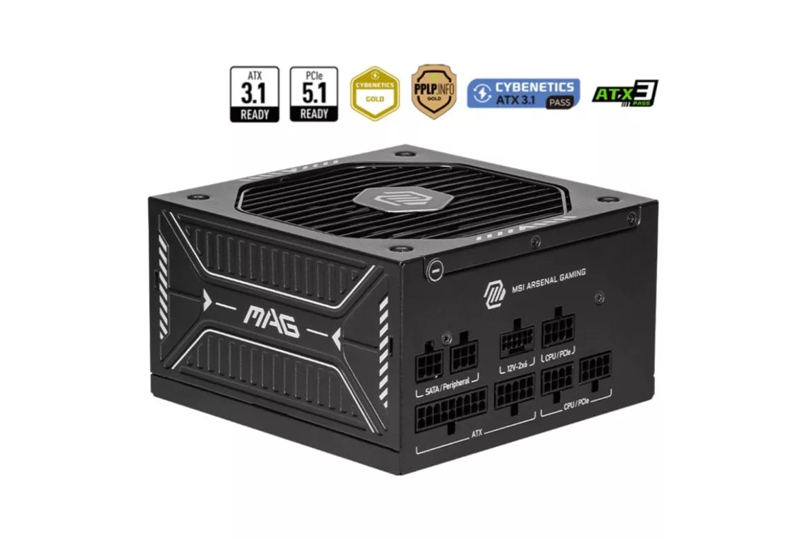 Fuente de Alimentación MSI 750W 80 PLUS Gold MAG A750GLS PCIE5 Modular Ventilador 135mm