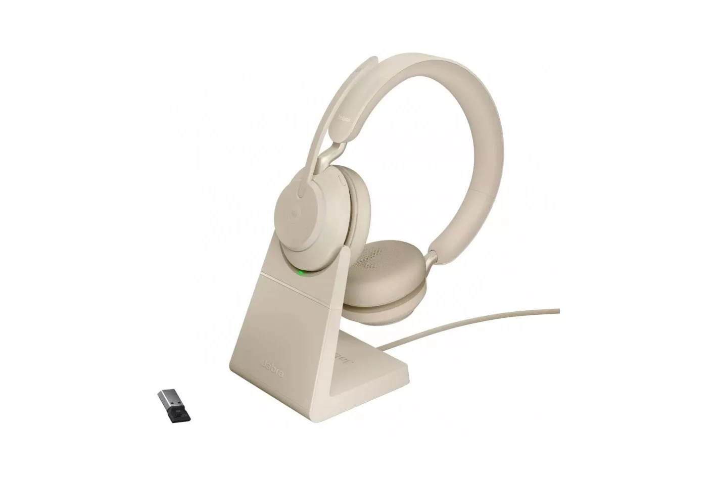 Jabra Evolve2 65 Auriculares Inalámbricos Beige + Soporte de Carga USB