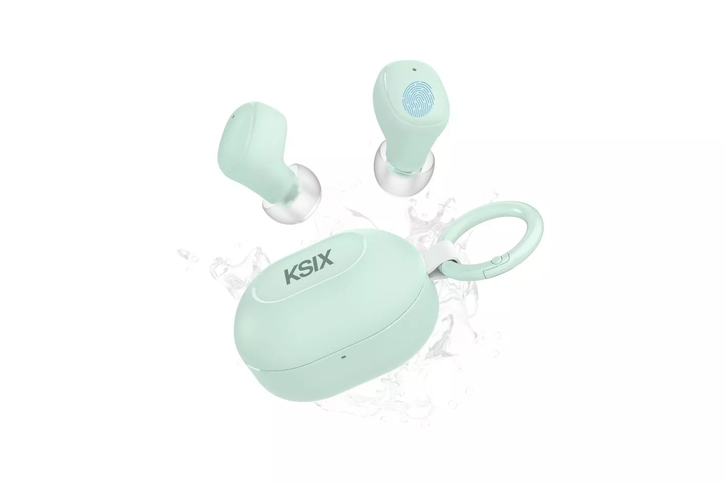 Ksix Neutron Auriculares Inalámbricos, Usb-c, Diseño Compacto, Mosquetón, 4h+16h Auto., Llamadas, Verde