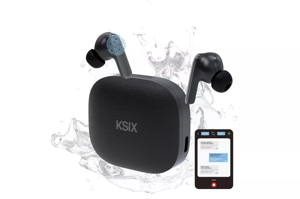 Ksix Ultimai Auriculares Inalámbricos, Autonomía 20 + 6 Horas, Ia Integrada, Traducción Simultánea, Llamadas, Asistente De Voz, Negro