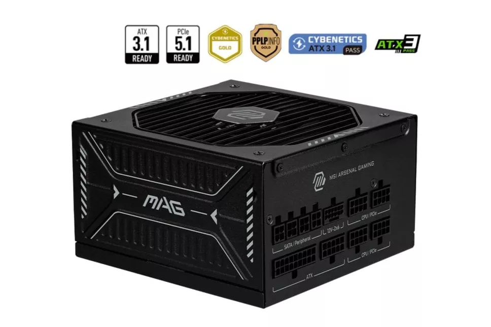Fuente de Alimentación MSI 1000W 80 PLUS Gold MAG A1000GLS PCIE5 Modular ATX FDB