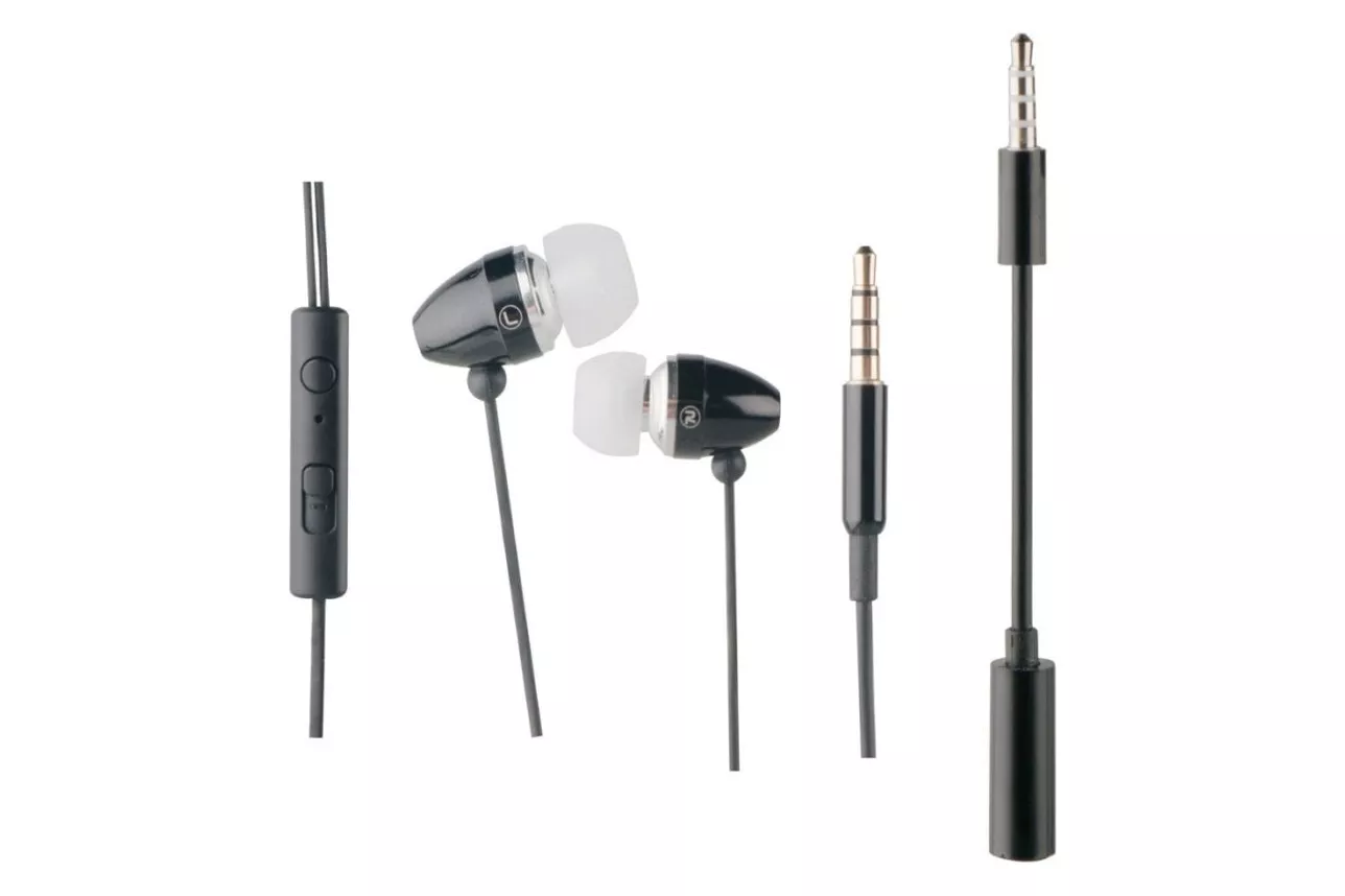 Muvit Auriculares Estéreo con Micrófono + Adaptador 3.5mm Negro
