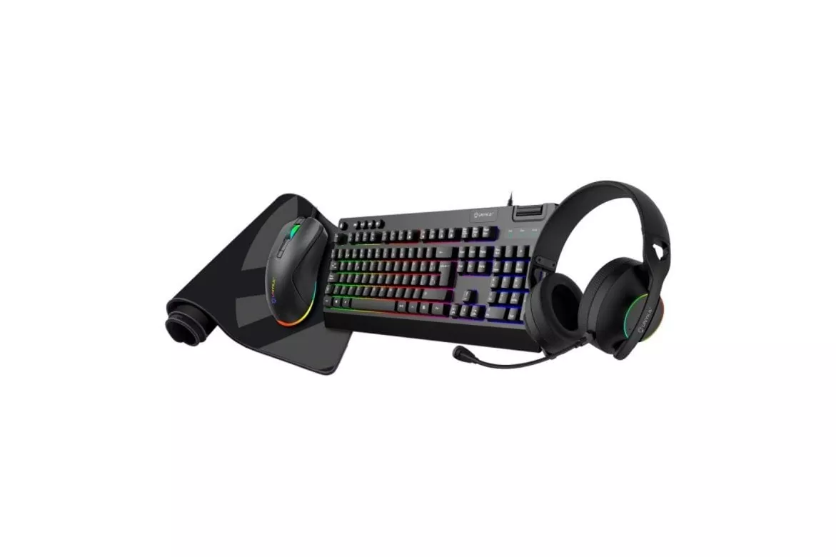 Teclado de membrana gaming Layout ES retroiluminado RGB Kit completo con ratón, auriculares y alfombrilla XL