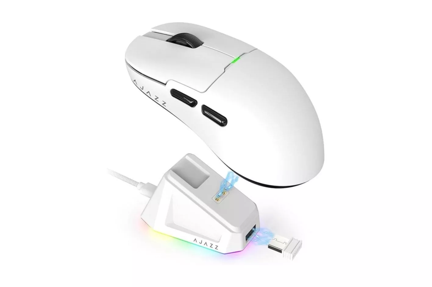 Ratón Ajazz inalámbrico 26000 DPI base de carga magnética ultra ligero