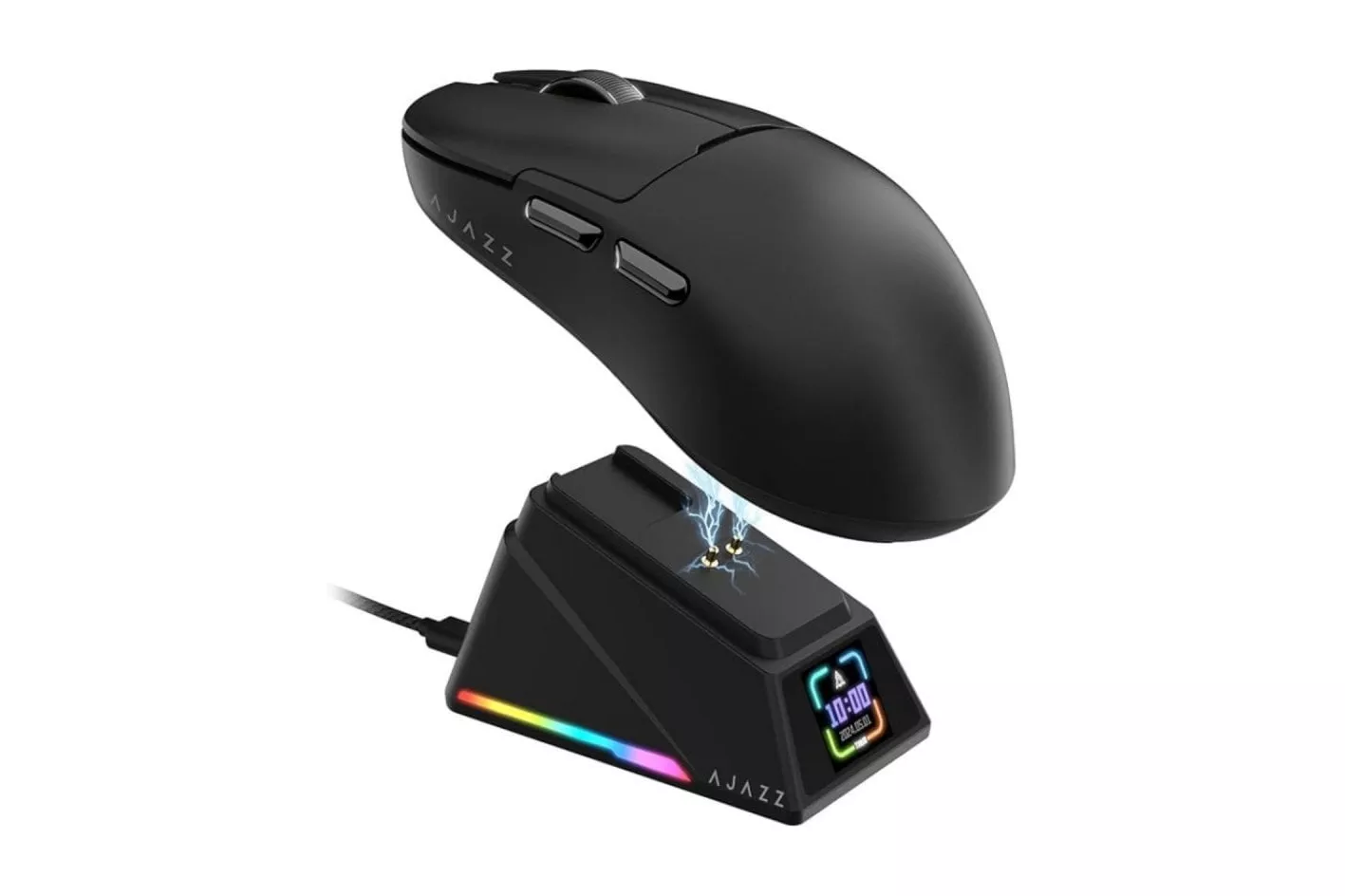 Ratón Ajazz inalámbrico 42000 DPI base de carga magnética pantalla 56g