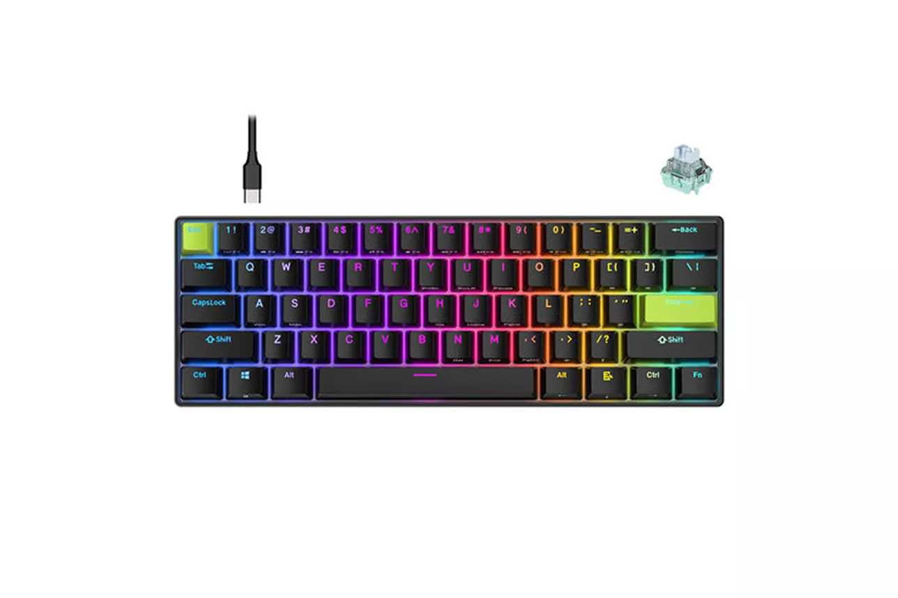 Teclado Royal Kludge RKC61 Mint Switch Negro