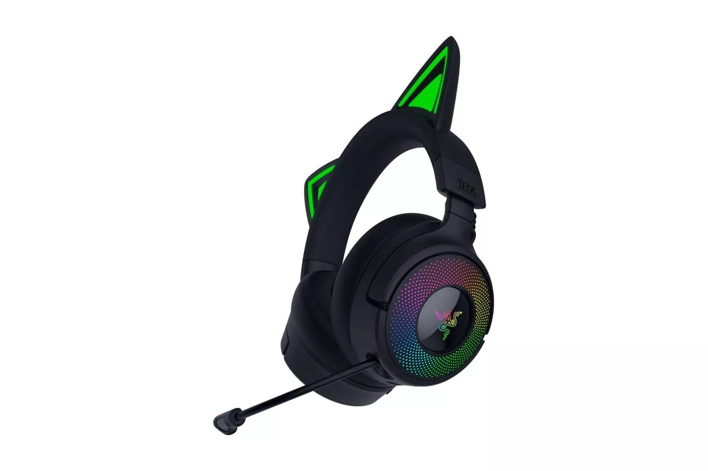 Auriculares Inalámbricos Razer Kraken Kitty V3 Pro inalámbricos HyperSpeed RGB con orejas de gato, micrófono y THX Spatial Audio negros