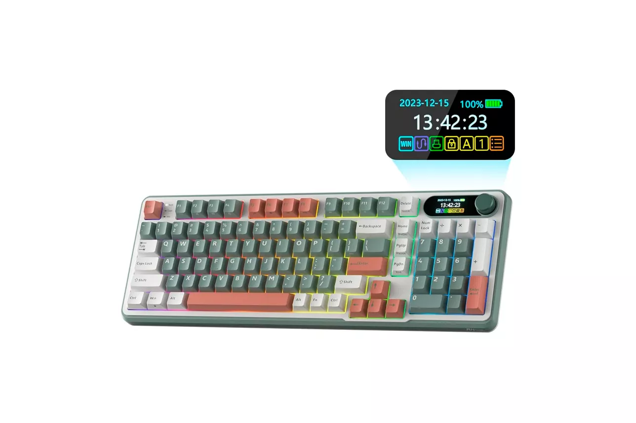 Teclado Royal Kludge RKS98 ISO-ES Tri Mode RGB Switch Chartreuse Phantom