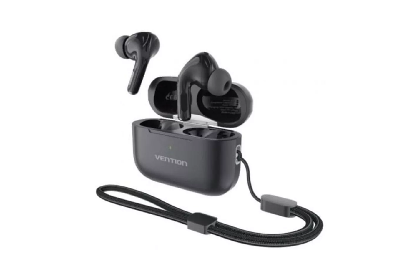 Auriculares Vention inalámbricos Bluetooth 5.4 con estuche de carga, IPX4 y 30 h batería, negros