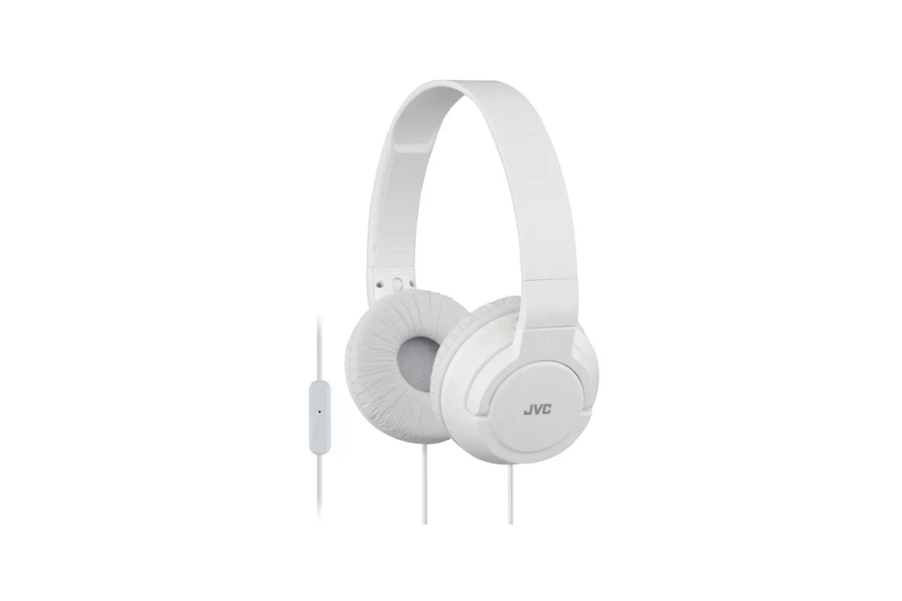 Auriculares JVC con cable con micrófono integrado blancos y control de volumen