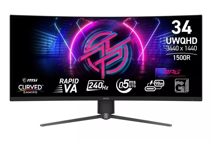 MSI MPG 346CQRF X24 34″ 3440 x 1440 240Hz VA Curvo 0.5ms USB-C DisplayHDR400 Adaptive-Sync
