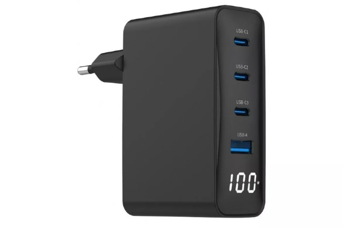 Fuente de Alimentacion Gembird 100W Modelo TA-UC-PDQC100LCD-01-BK Power Delivery Quick Charge LCD