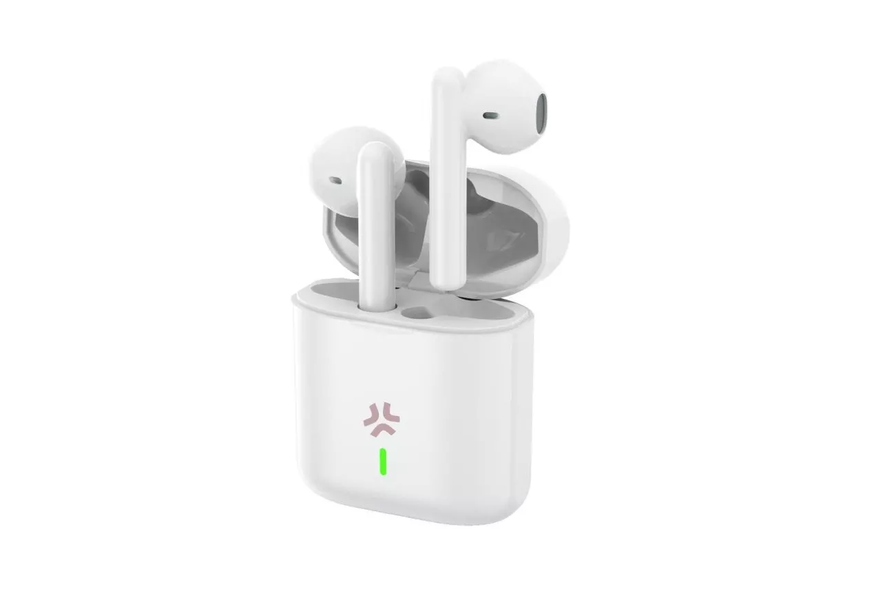 Auriculares Celly PULSESOUNDWH inalámbricos True Wireless para llamadas y música con micrófono integrado, control táctil, funda magnética y USB-C blancos