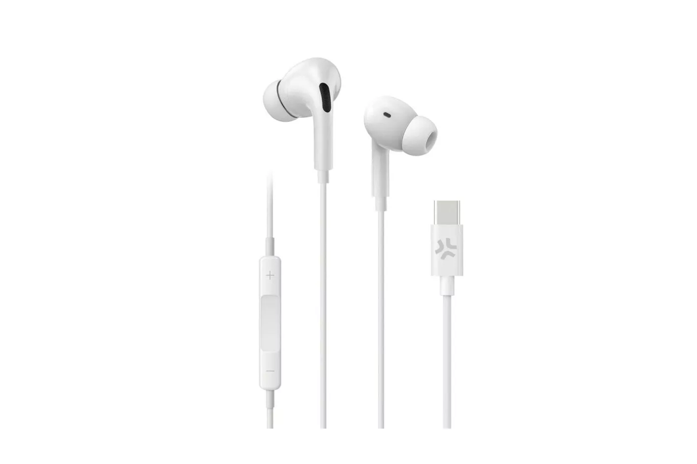 Auriculares Celly UP1200 con cable USB-C tipo in-ear, micrófono integrado y control en cable blancos